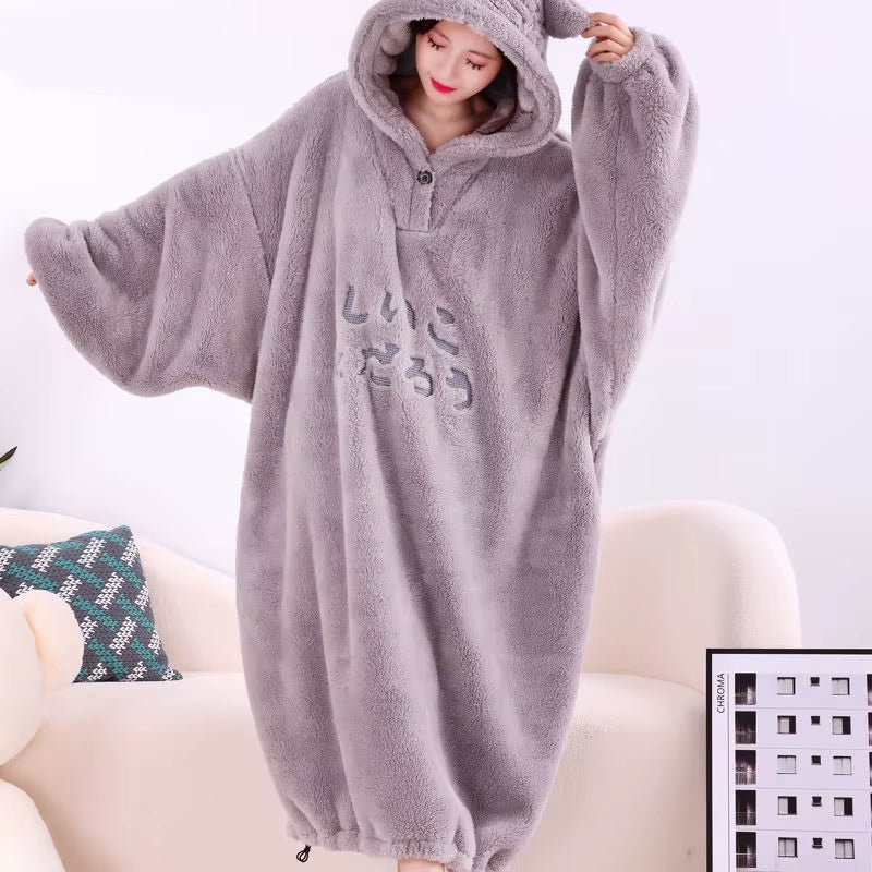 Winter Soft Fleece Blanket with Sleeves Hooded Sweater Blanket Wearable Oversized Outdoor Warm Flannel Hoodie Blanket